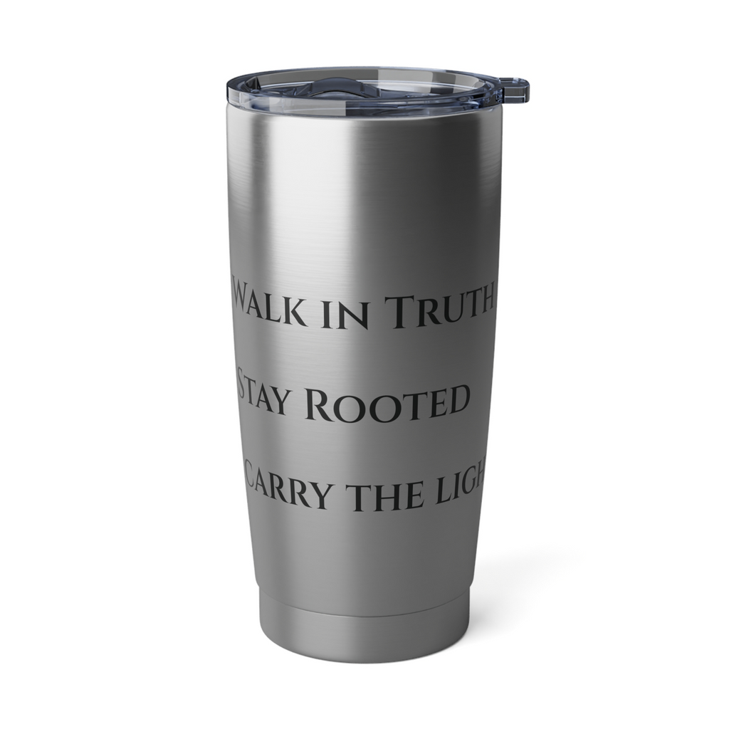 Truth & Remnant 20oz Stainless Steel Tumbler – Black Flame & Scroll (Walk In Truth. Stay Rooted. Carry The Light.)